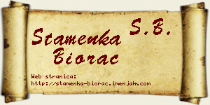 Stamenka Biorac vizit kartica